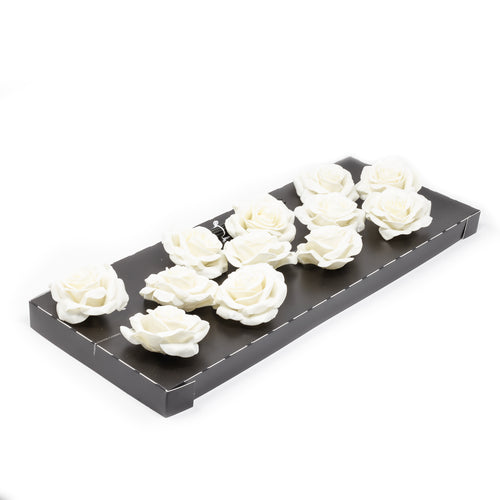 Lot de 12 roses en cire - Blanc tendre