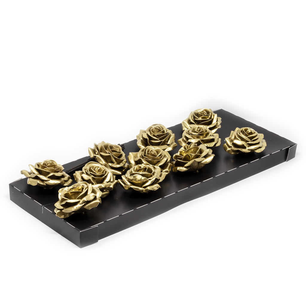 12er Set Wachsrose - Gold