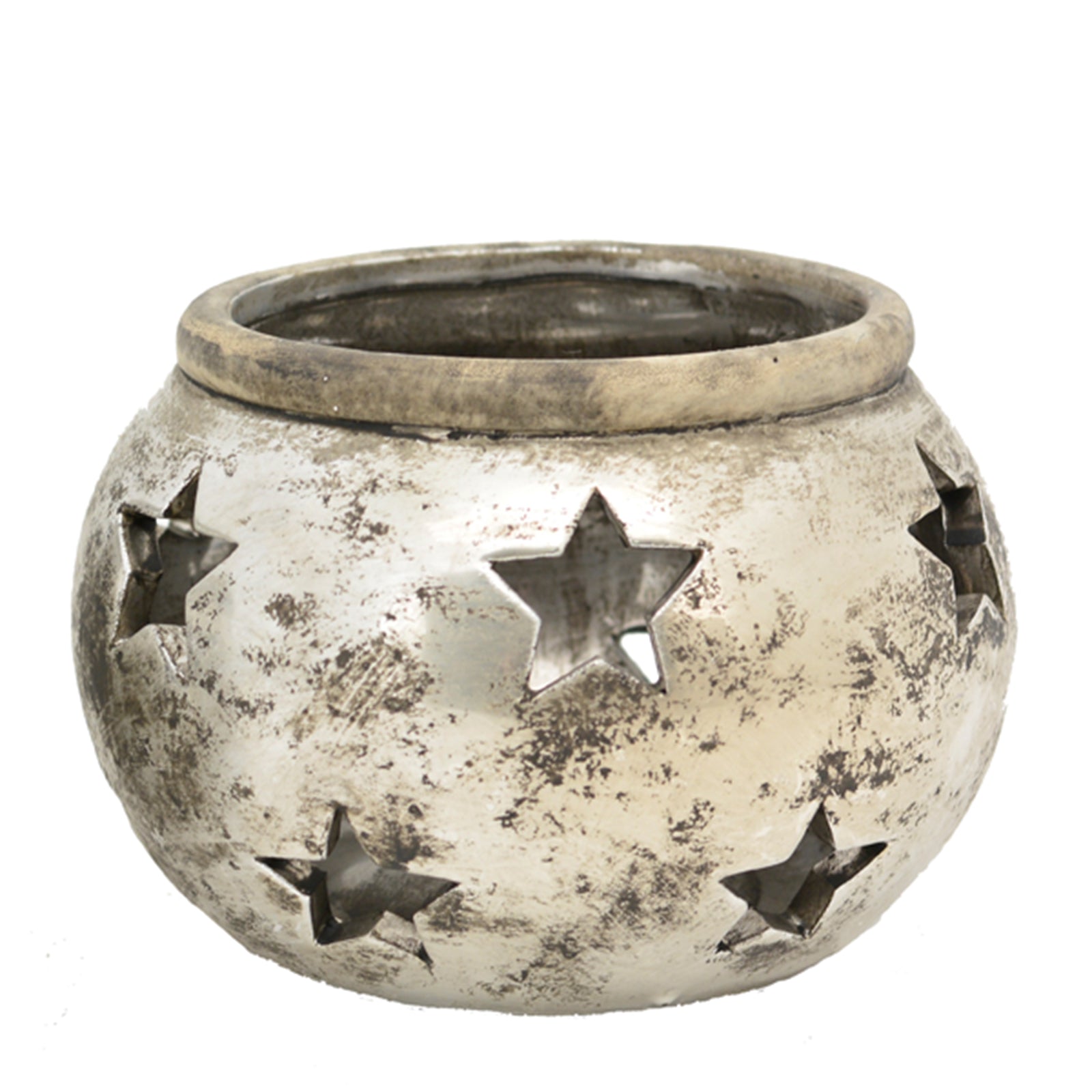 WindLicht ArgenT - silber - Stoneware - 16x16x11,5 cm