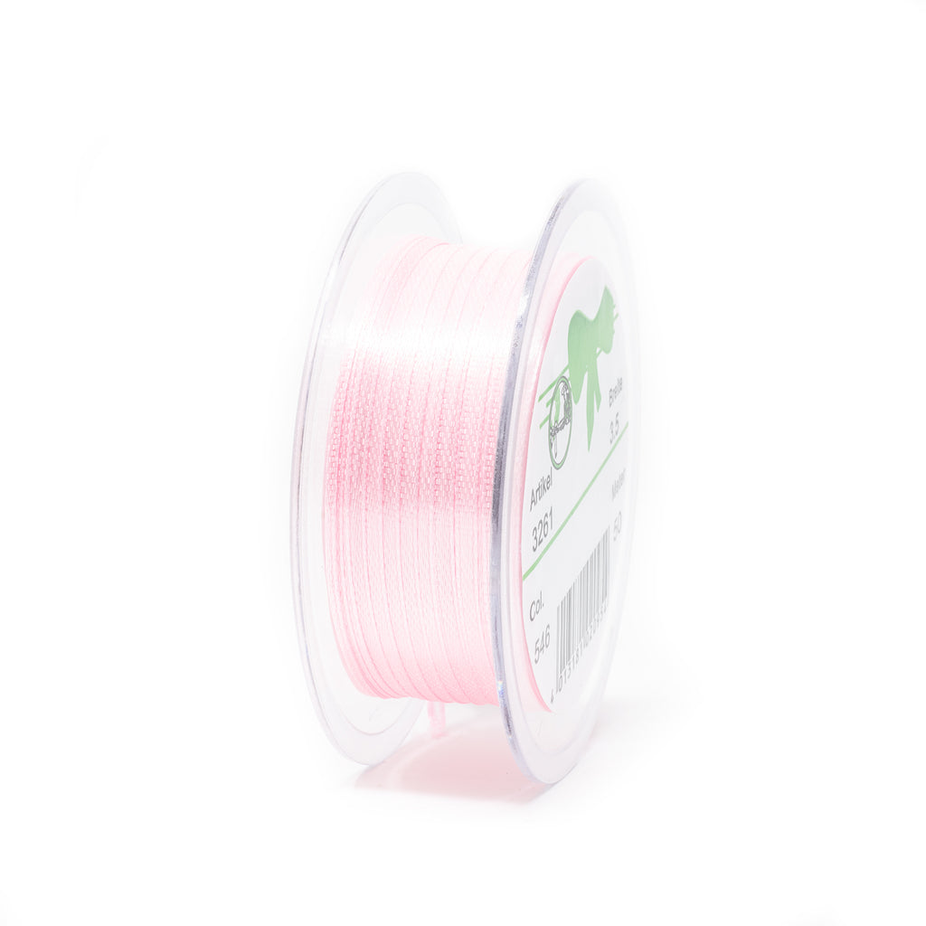 Ruban satiné rose, 3 mm de large, 50 m