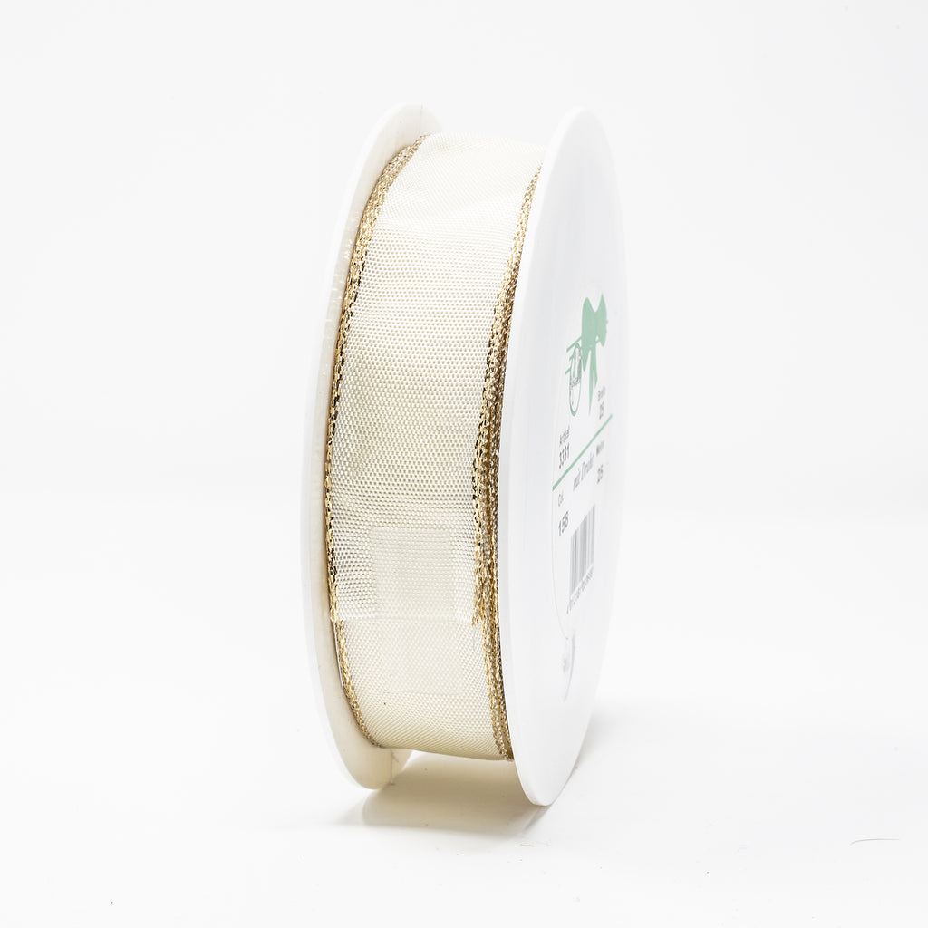 Ruban Simplicité - écru-or - 25 mm - 25 m
