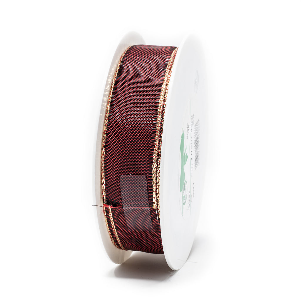 Band Simplicity - dunkelrot-gold - 25 mm - 25 m