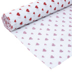 Papier crépon de qualité supérieure pour jardinier et fleuriste - 50 x 250 cm - blanc à cœurs rouges - imperméable et résistant à la lumière