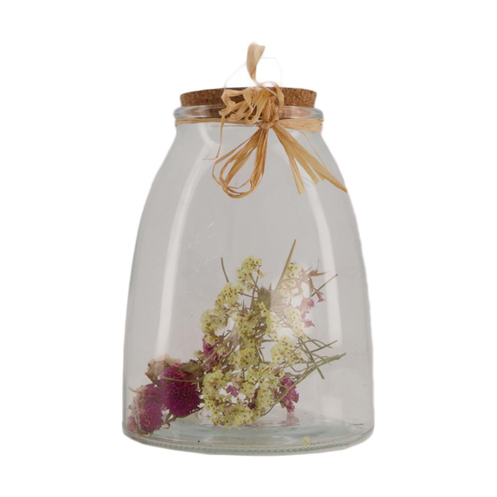 Dried flowers in a glass jar, natural - 13x13x15 cm