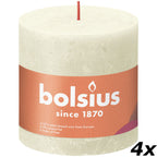 Set of 4 pillar candles - Height 10 cm - Diameter 10 cm - Rustic - Soft pearl
