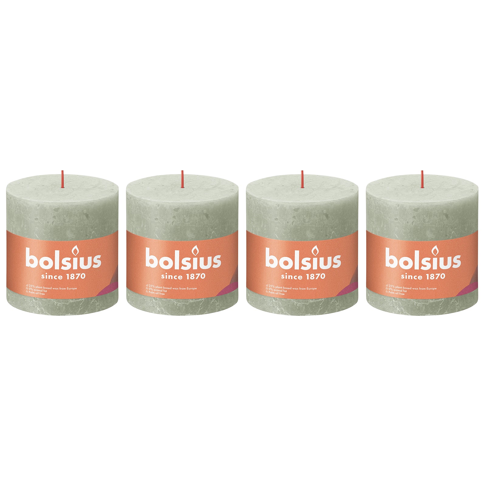 Set of 4 pillar candles - Height 10 cm - Diameter 10 cm - Rustic - Misty Green