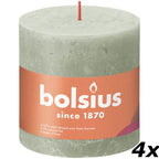 Set of 4 pillar candles - Height 10 cm - Diameter 10 cm - Rustic - Misty Green