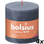 4er-Set Stumpenkerze - Höhe 10 cm - Durchmesser 10 cm - Rustik - Hortensienblau