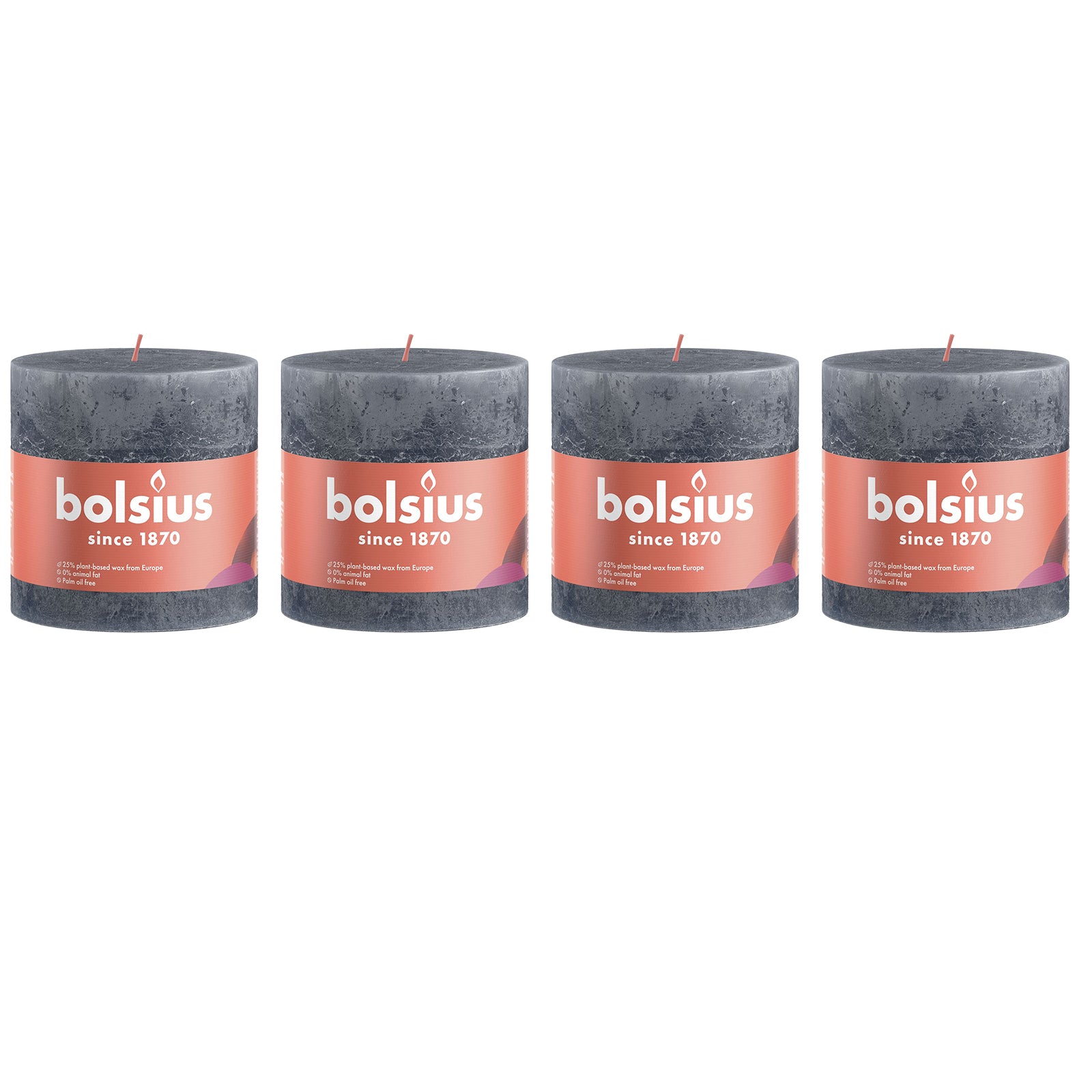 Set of 4 pillar candles - Height 10 cm - Diameter 10 cm - Rustic - Slate blue
