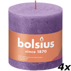Set of 4 pillar candles - Height 10 cm - Diameter 10 cm - Rustic - Flowering Violet