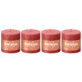 Set of 4 pillar candles - Height 10 cm - Diameter 10 cm - Rustic - Pink blossom