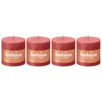 Set of 4 pillar candles - Height 10 cm - Diameter 10 cm - Rustic - Pink blossom
