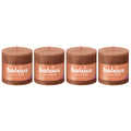 Lot de 4 bougies piliers - Hauteur 10 cm - Diamètre 10 cm - Style rustique - Rose rouille