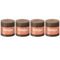 Lot de 4 bougies piliers - Hauteur 10 cm - Diamètre 10 cm - Style rustique - Marron daim