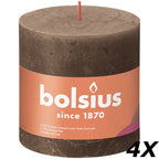 Lot de 4 bougies piliers - Hauteur 10 cm - Diamètre 10 cm - Style rustique - Marron daim