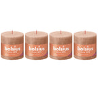 4er-Set Stumpenkerze - Höhe 10 cm - Durchmesser 10 cm - Rustik - Cremiges Caramel