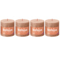Lot de 4 bougies piliers - Hauteur 10 cm - Diamètre 10 cm - Style rustique - Crème caramel