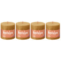 Lot de 4 bougies piliers - Hauteur 10 cm - Diamètre 10 cm - Style rustique - Jaune miel