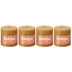 Lot de 4 bougies piliers - Hauteur 10 cm - Diamètre 10 cm - Style rustique - Jaune miel