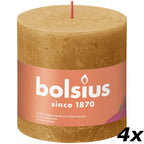 Lot de 4 bougies piliers - Hauteur 10 cm - Diamètre 10 cm - Style rustique - Jaune miel