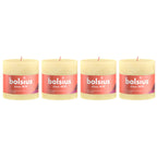 Set of 4 pillar candles - Height 10 cm - Diameter 10 cm - Rustic - Butter yellow