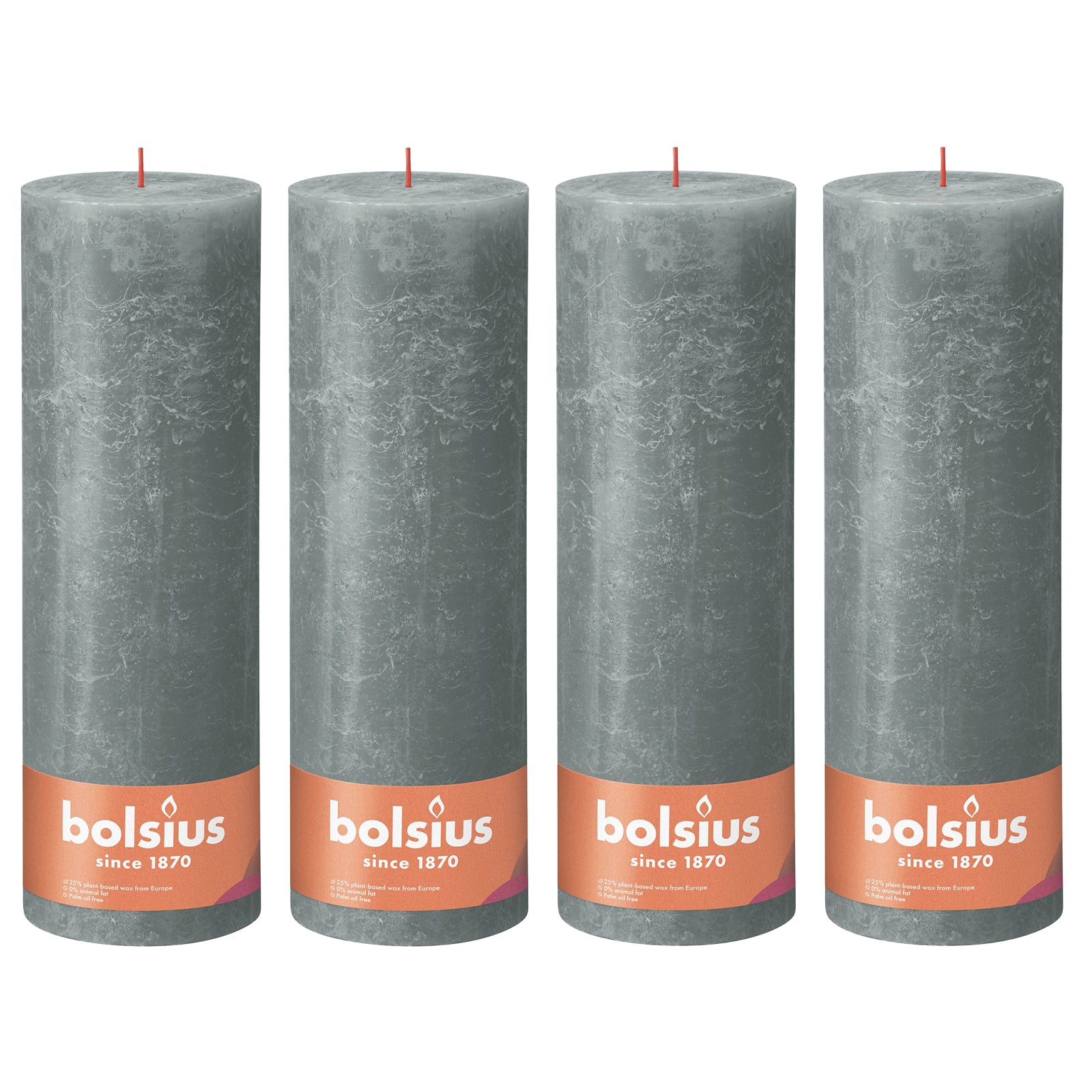 4er-Set Stumpenkerze - Höhe 10 cm - Durchmesser 10 cm - Rustik - Eukalyptus