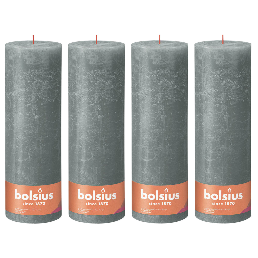 4er-Set Stumpenkerze - Höhe 10 cm - Durchmesser 10 cm - Rustik - Eukalyptus