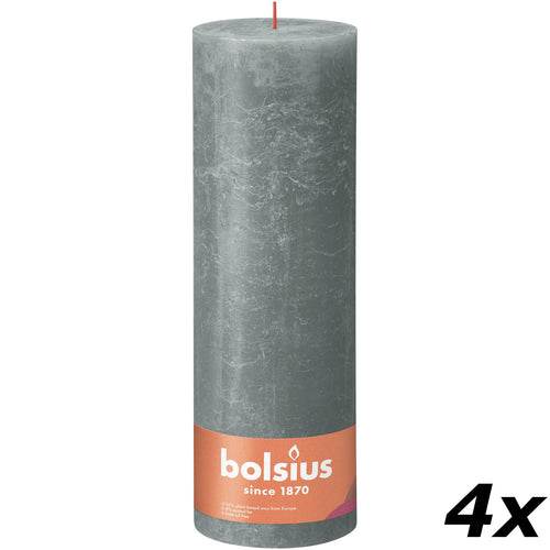 Lot de 4 bougies piliers - Hauteur 10 cm - Diamètre 10 cm - Style rustique - Eucalyptus