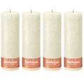 Set of 4 pillar candles - Height 30 cm - Diameter 10 cm - Rustic - Soft pearl
