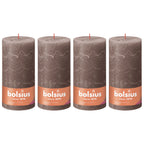 4er-Set Stumpenkerze - Höhe 20 cm - Durchmesser 10 cm - Rustik - Rustikales Taupe