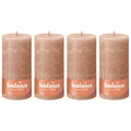 Set of 4 pillar candles - Height 20 cm - Diameter 10 cm - Rustic - Creamy Caramel
