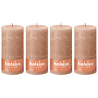 Set of 4 pillar candles - Height 20 cm - Diameter 10 cm - Rustic - Creamy Caramel