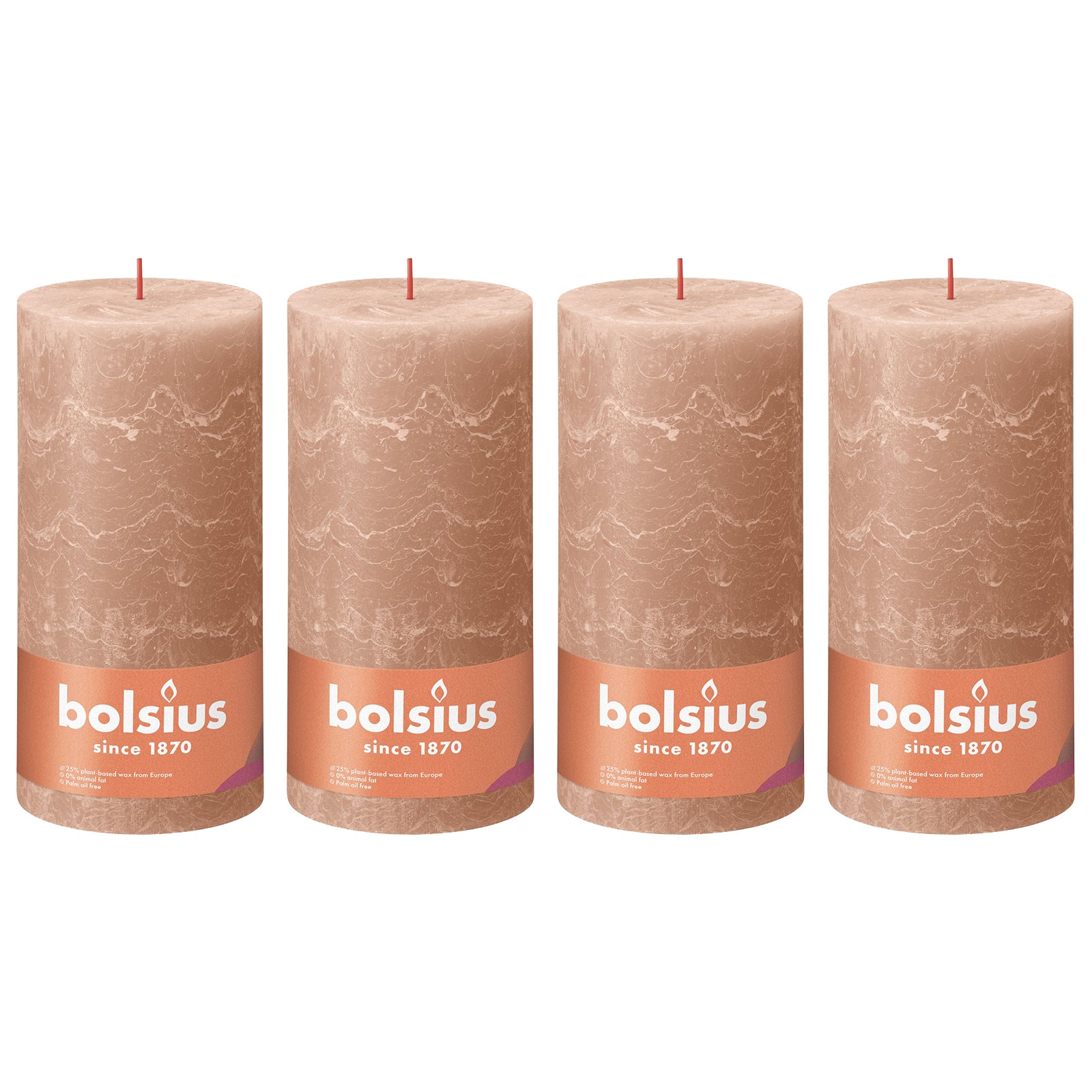 Set of 4 pillar candles - Height 20 cm - Diameter 10 cm - Rustic - Creamy Caramel