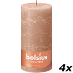 Set of 4 pillar candles - Height 20 cm - Diameter 10 cm - Rustic - Creamy Caramel