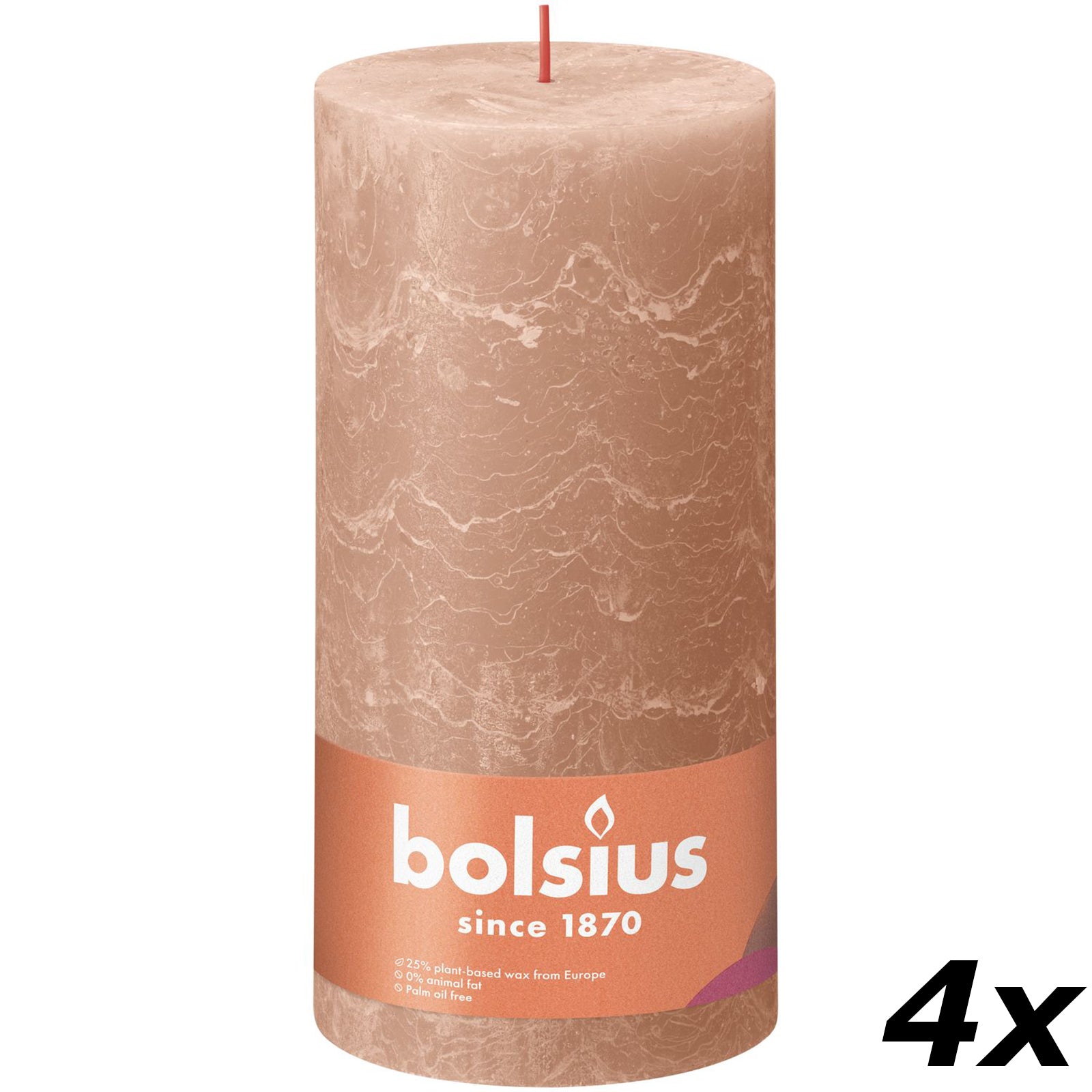 Set of 4 pillar candles - Height 20 cm - Diameter 10 cm - Rustic - Creamy Caramel