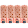 Lot de 4 bougies piliers - Hauteur 20 cm - Diamètre 10 cm - Motif rustique - Caramel crémeux