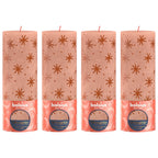 Lot de 4 bougies piliers - Hauteur 20 cm - Diamètre 10 cm - Motif rustique - Caramel crémeux