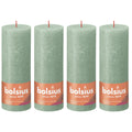 Ensemble de 4 bougies piliers - Hauteur 19 cm - Diamètre 6,8 cm - Style rustique - Vert sauge