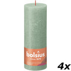 Ensemble de 4 bougies piliers - Hauteur 19 cm - Diamètre 6,8 cm - Style rustique - Vert sauge