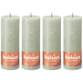 Ensemble de 4 bougies piliers - Hauteur 19 cm - Diamètre 6,8 cm - Style rustique - Vert brumeux