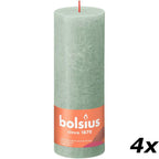 4er-Set Stumpenkerze - Höhe 19 cm - Durchmesser 6,8 cm - Rustik - Jade Grün