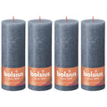 Set of 4 pillar candles - Height 19 cm - Diameter 6.8 cm - Rustic - Hydrangea blue