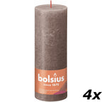 4er-Set Stumpenkerze - Höhe 19 cm - Durchmesser 6,8 cm - Rustik - Rustikales Taupe