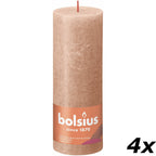 4er-Set Stumpenkerze - Höhe 19 cm - Durchmesser 6,8 cm - Rustik - Cremiges Caramel