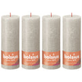 Set of 4 pillar candles - Height 19 cm - Diameter 6.8 cm - Rustic - Sand grey