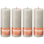 Set of 4 pillar candles - Height 19 cm - Diameter 6.8 cm - Rustic - Sand grey
