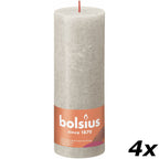 Set of 4 pillar candles - Height 19 cm - Diameter 6.8 cm - Rustic - Sand grey