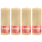 4er-Set  Stumpenkerze - Höhe 19 cm - Durchmesser 6,8 cm - Rustik - Haferbeige