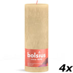 4er-Set  Stumpenkerze - Höhe 19 cm - Durchmesser 6,8 cm - Rustik - Haferbeige