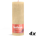 4er-Set  Stumpenkerze - Höhe 19 cm - Durchmesser 6,8 cm - Rustik - Haferbeige